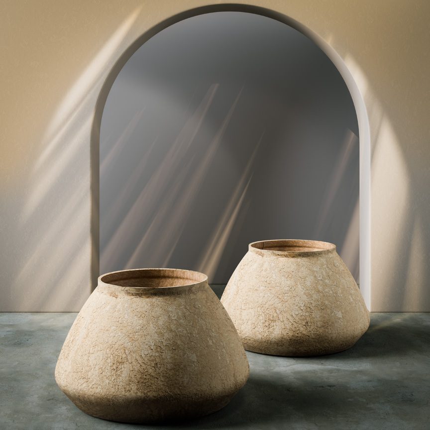 Steppe Stone plantenbak met steenachtige textuur