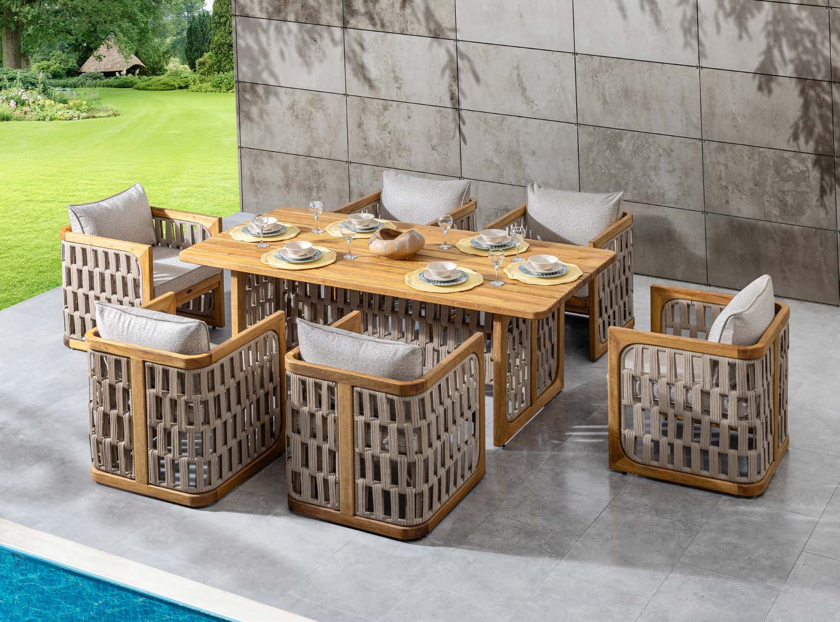 Zeus Wood dining set met houten tafel